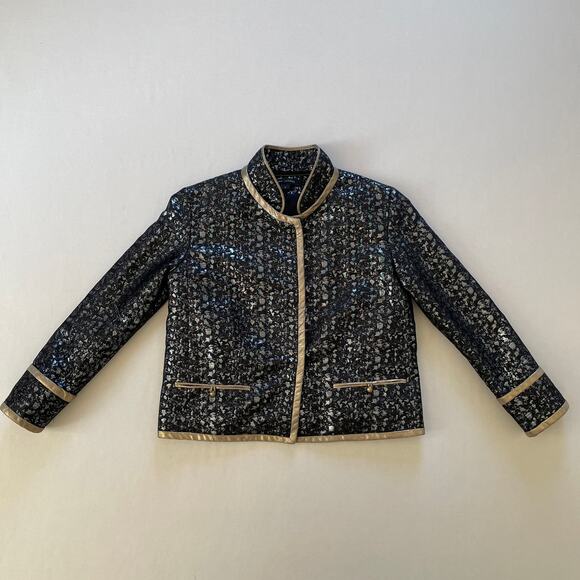 Marc Jacobs Jacket Womens 4 Brocade Evening Metallic Chic Mod Retro Classic - Picture 1 of 12